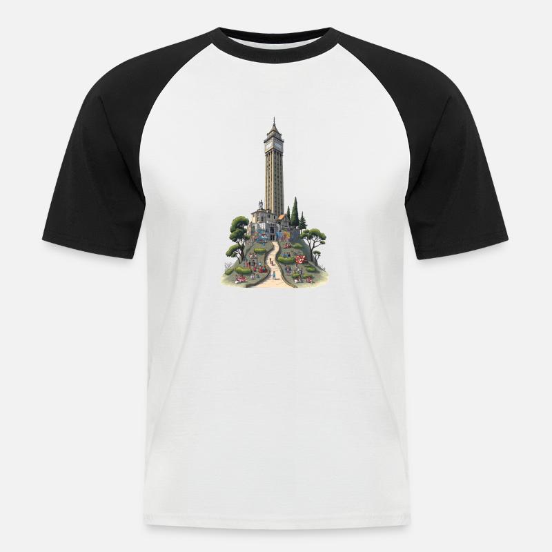 San Francisco Coit Tower - Männer Baseball-T-Shirt - Weiß/Schwarz