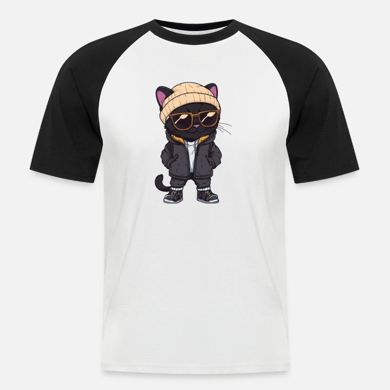 Panther Cool Comic - Männer Baseball-T-Shirt - Weiß/Schwarz