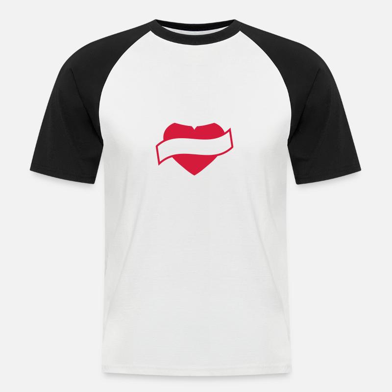 Mit Herz & Krone - ADONIS - Männer Baseball-T-Shirt - Weiß/Schwarz