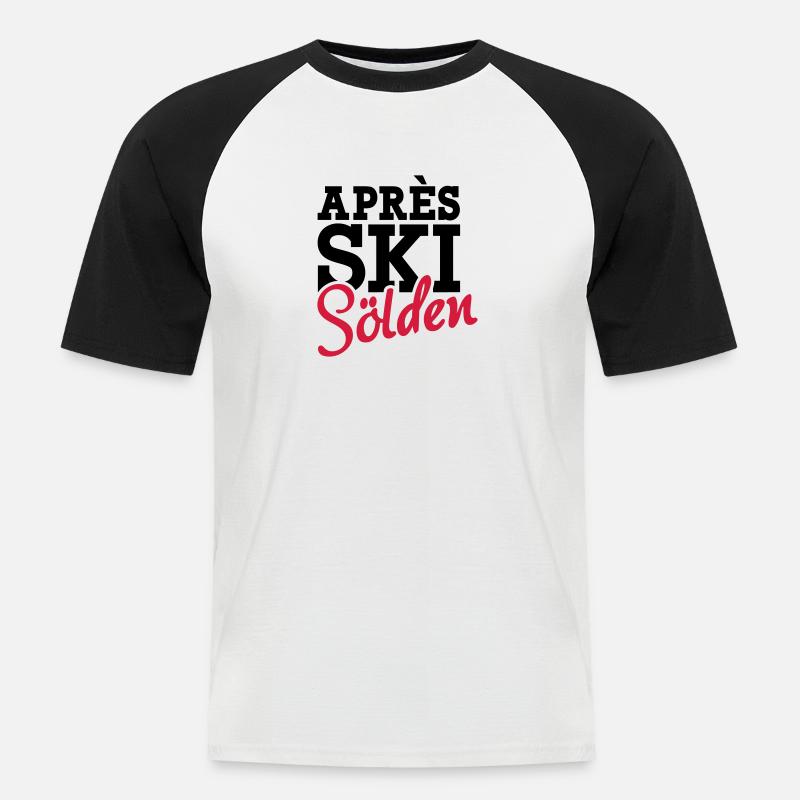 Sölden - Männer Baseball-T-Shirt - Weiß/Schwarz