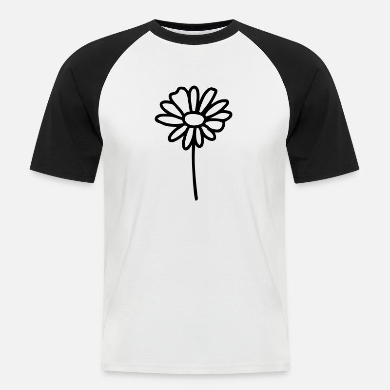 Blume Gänseblümchen - Männer Baseball-T-Shirt - Weiß/Schwarz