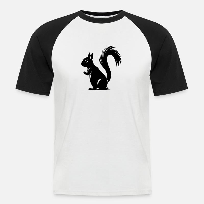 Eichhörnchen - Männer Baseball-T-Shirt - Weiß/Schwarz