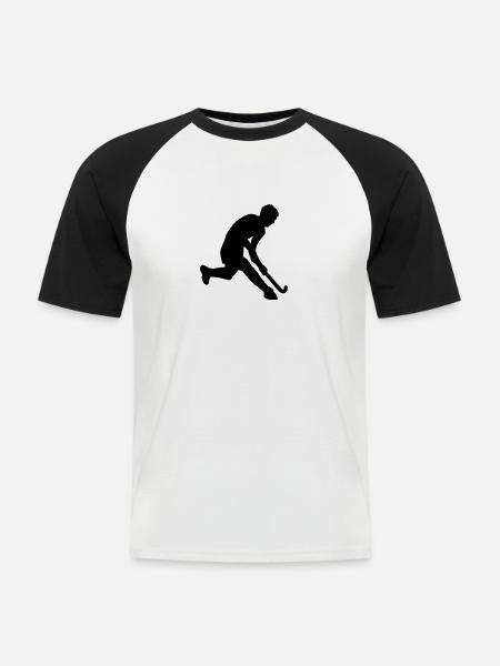 herrenhockey_c_2c - Männer Baseball-T-Shirt - Weiß/Schwarz