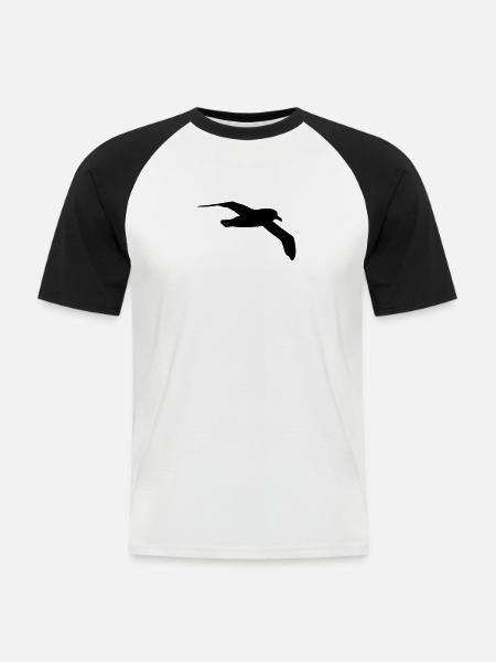 Möwe - Männer Baseball-T-Shirt - Weiß/Schwarz