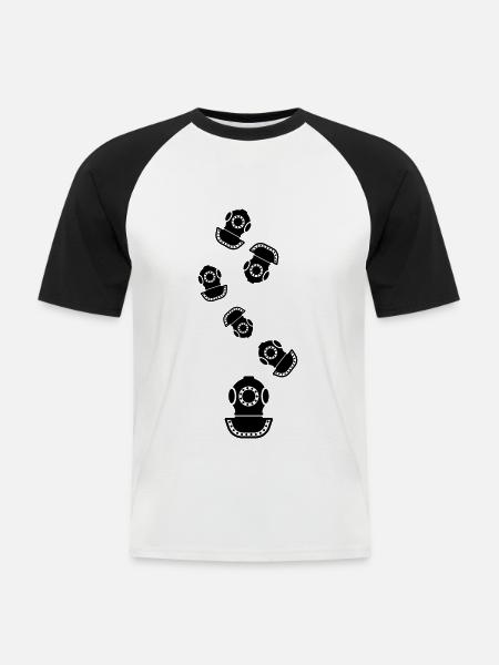 Taucherhelm Tauchen symbol - Männer Baseball-T-Shirt - Weiß/Schwarz