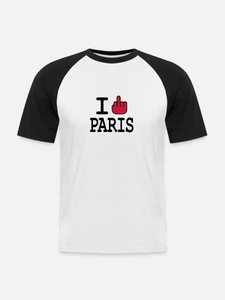 i fuck paris - Men's Baseball T-Shirt - white/black