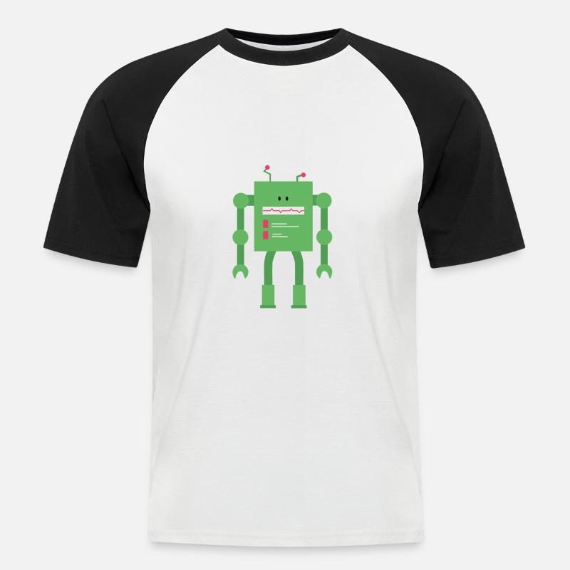 Robotgrönt - Kortärmad basebolltröja herr - vit/svart