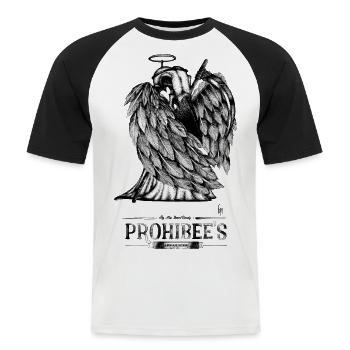 "It's not the wings that make the angel." - Men's Baseball T-Shirt - white/black - Front - Nik (191cm)