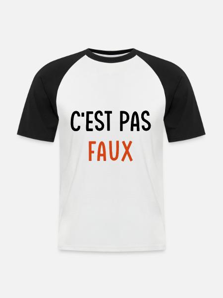 C'est pas faux - T-shirt baseball manches courtes Homme - blanc/noir