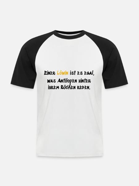 Einer Löwin - Männer Baseball-T-Shirt - Weiß/Schwarz