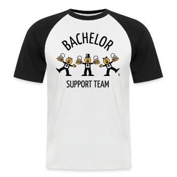 Équipe de soutien Bachelor (Caricature / Danse / B) - T-shirt baseball manches courtes Homme - blanc/noir - Devant - Nik (191cm)