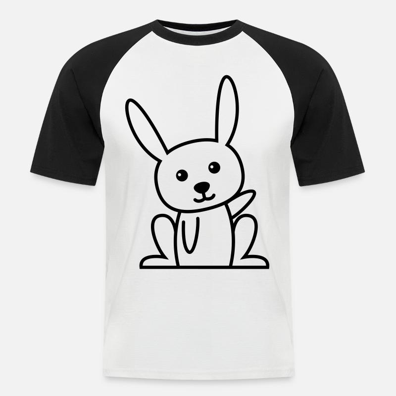 Hase Comic Tier - Männer Baseball-T-Shirt - Weiß/Schwarz