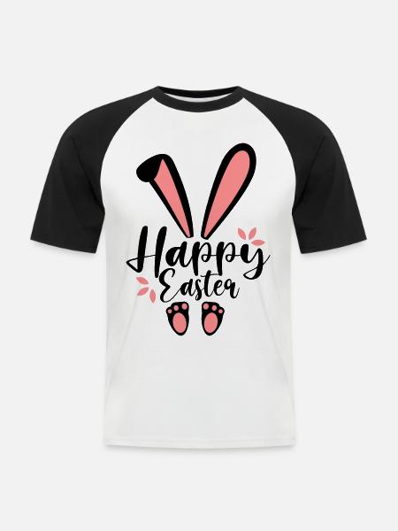 Happy Easter Bunny - Men's Baseball T-Shirt - white/black