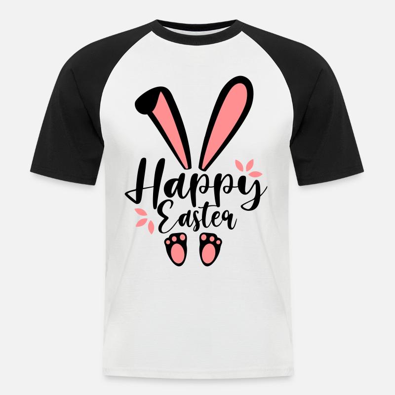 Happy Easter Bunny - Männer Baseball-T-Shirt - Weiß/Schwarz