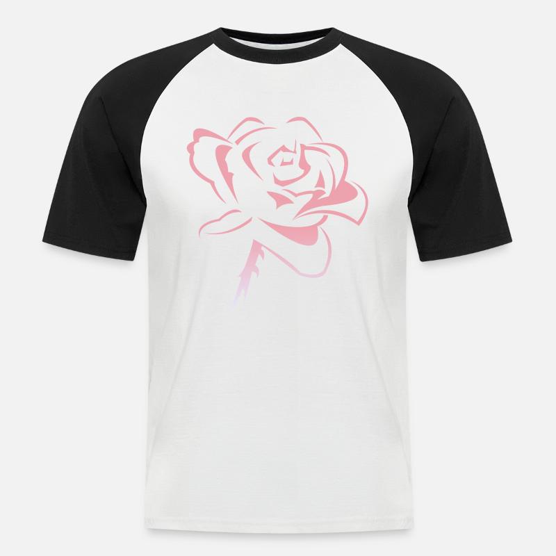 Blume,Rose - Männer Baseball-T-Shirt - Weiß/Schwarz