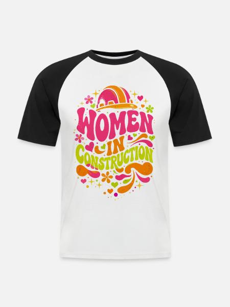 Frauen im Bau Handwerkerinnen Power - Männer Baseball-T-Shirt - Weiß/Schwarz