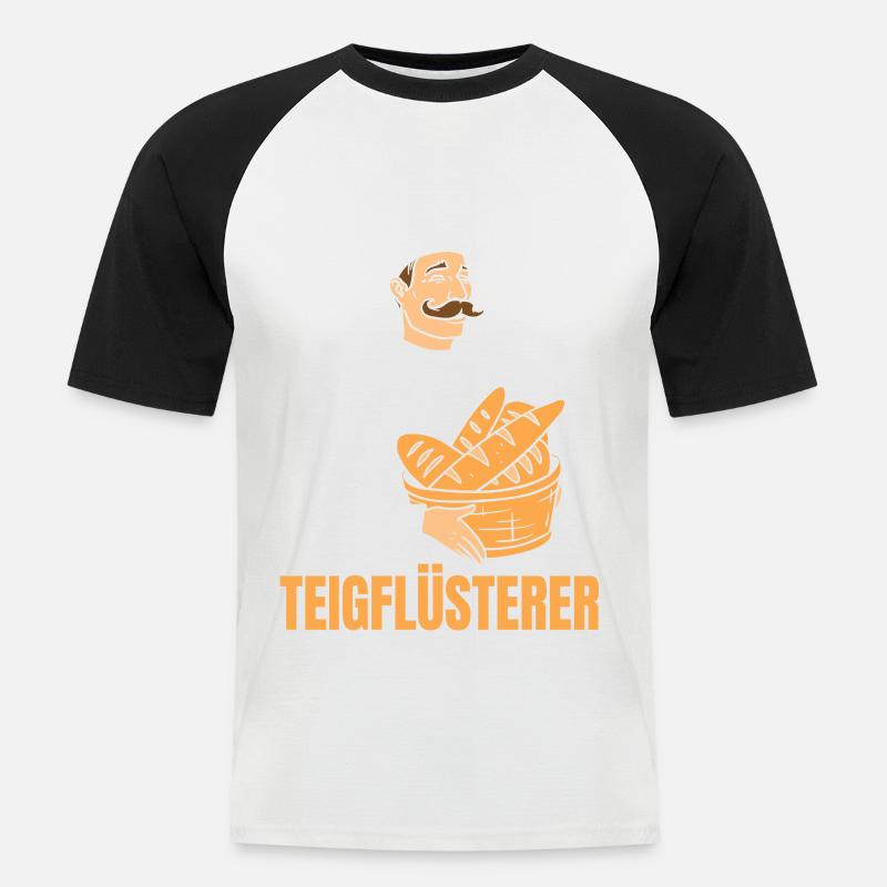 Bäcker Brotkorb Bäckermütze Teigflüsterer - Männer Baseball-T-Shirt - Weiß/Schwarz