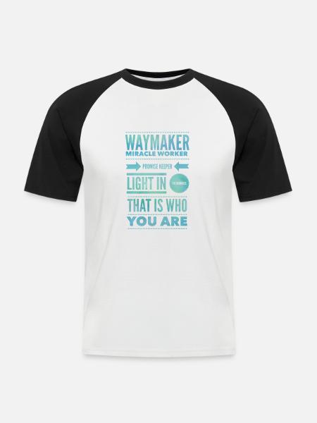 Waymaker & Christliche Geschenke Way Maker Jesus - Männer Baseball-T-Shirt - Weiß/Schwarz
