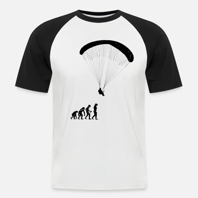 Evolution Gleitschirm - Männer Baseball-T-Shirt - Weiß/Schwarz
