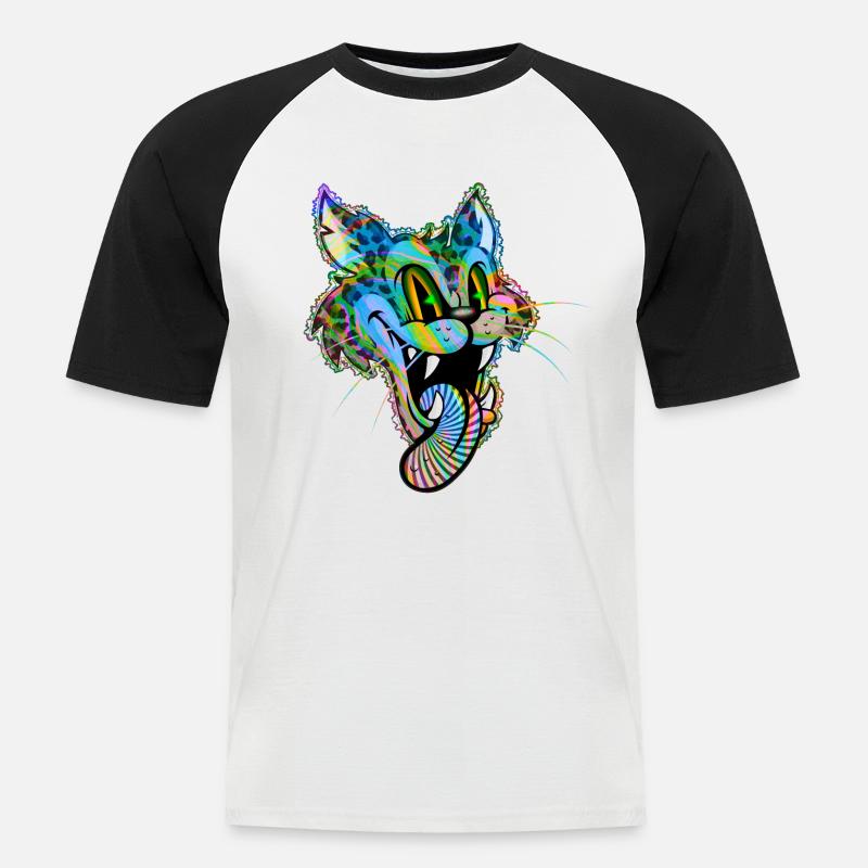 Leopard Comic Psychedelisch - Männer Baseball-T-Shirt - Weiß/Schwarz