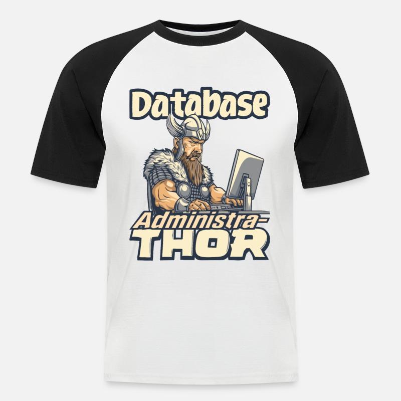 Viking Databaseadministra-thor Nerdy - Männer Baseball-T-Shirt - Weiß/Schwarz