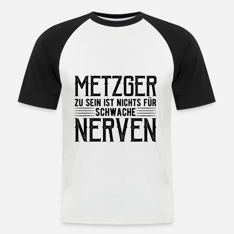 Metzger Fleischer Beruf Geschenk - Männer Baseball-T-Shirt - Weiß/Schwarz