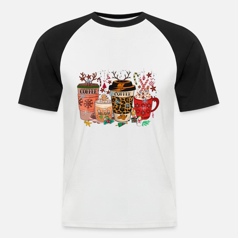 Weihnachtskaffee, Weihnachtsfeier, Weihnachtsstimmung - Männer Baseball-T-Shirt - Weiß/Schwarz