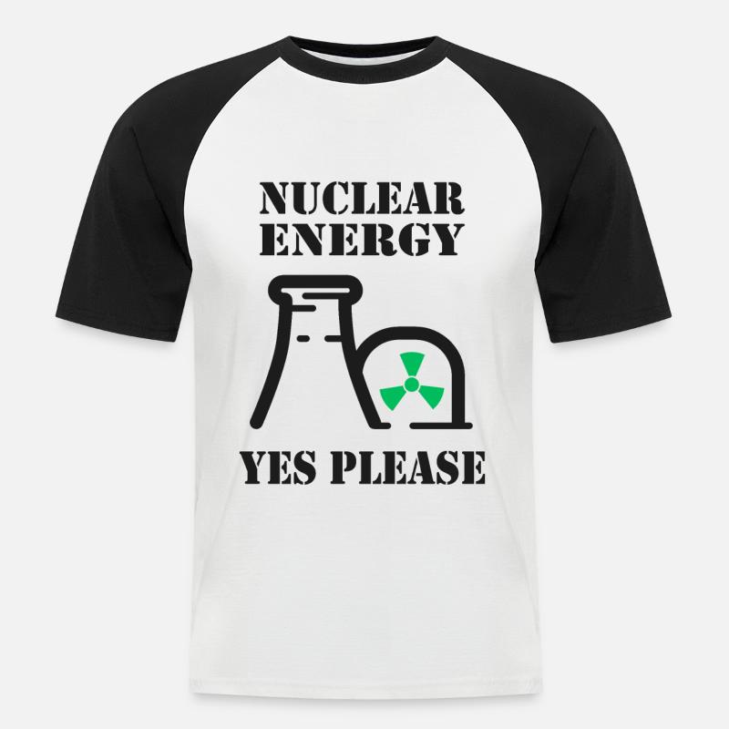Kernenergie, Ja bitte, Atomkraft - Männer Baseball-T-Shirt - Weiß/Schwarz
