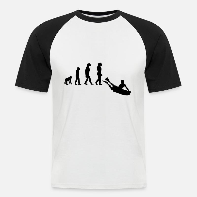 Bodyboarding Evolution Bodyboarder Geschenk - Männer Baseball-T-Shirt - Weiß/Schwarz