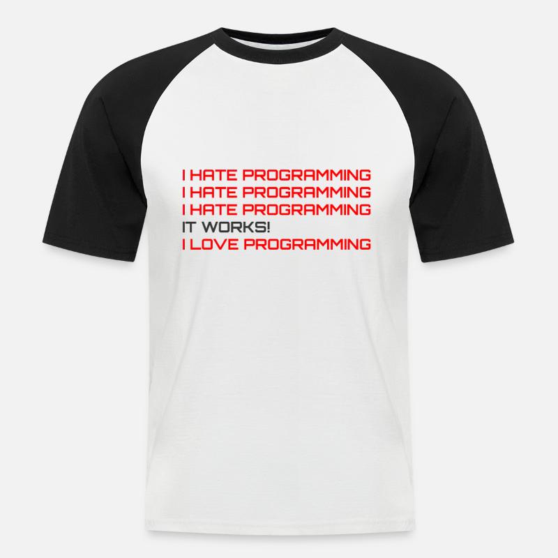 Computerprogrammierer Codierer Software Engineers Geschenk - Männer Baseball-T-Shirt - Weiß/Schwarz