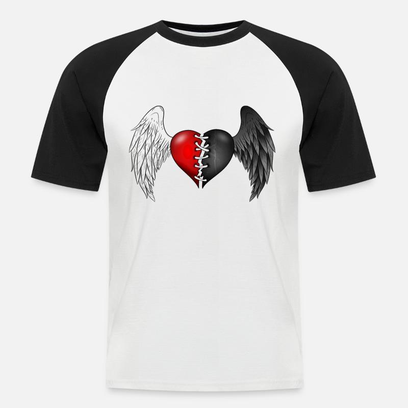Halb Engel, halb Dämon - Männer Baseball-T-Shirt - Weiß/Schwarz