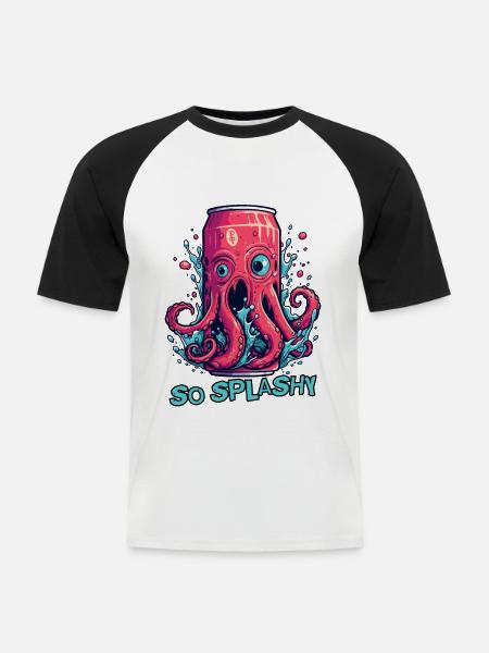 Spritziger Krake-Soda-Drink, so spritzig - Männer Baseball-T-Shirt - Weiß/Schwarz