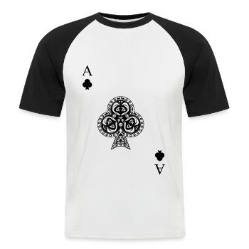 as du trèfle - T-shirt baseball manches courtes Homme - blanc/noir - Devant - Nik (191cm)