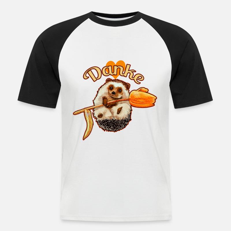 Süßer Igel mit Danke Botschaft - Männer Baseball-T-Shirt - Weiß/Schwarz