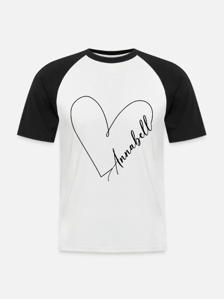 Annabell Name Heart Line - Men's Baseball T-Shirt - white/black