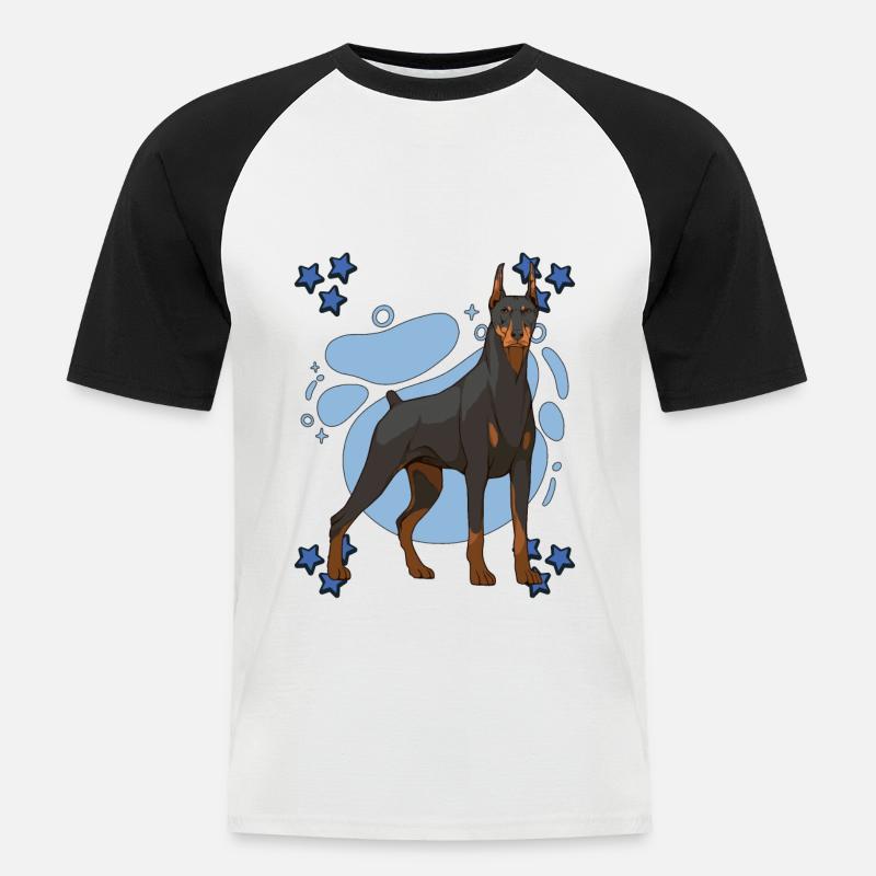 Dobermann Doberman Blue Design - Männer Baseball-T-Shirt - Weiß/Schwarz