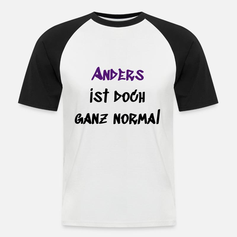 Anders ganz Normal - Männer Baseball-T-Shirt - Weiß/Schwarz