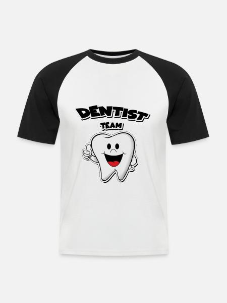 tandlæge team tand tænder Assisterende tandlæge sygeplejerske - Kortærmet herre-baseballshirt - hvid/sort