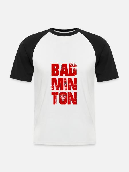 Badminton Sport - Männer Baseball-T-Shirt - Weiß/Schwarz