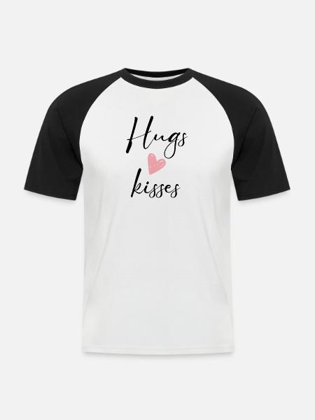 hugs & kisses - Men's Baseball T-Shirt - white/black