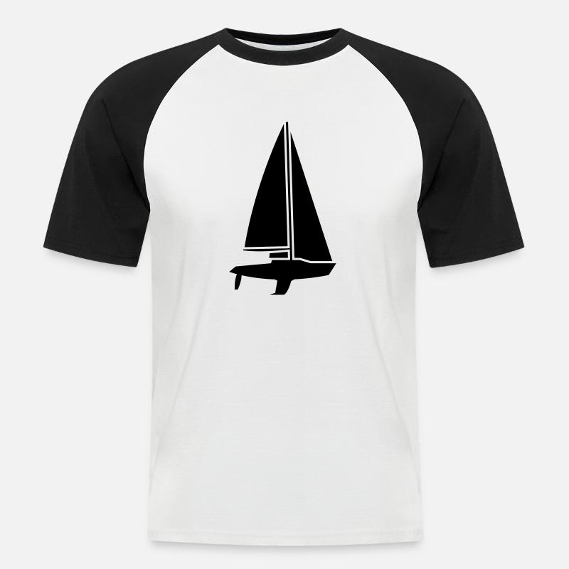 Segelschiff - Männer Baseball-T-Shirt - Weiß/Schwarz