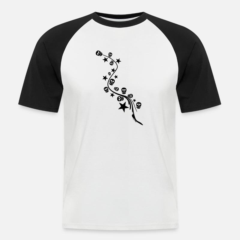Totenstern - Männer Baseball-T-Shirt - Weiß/Schwarz
