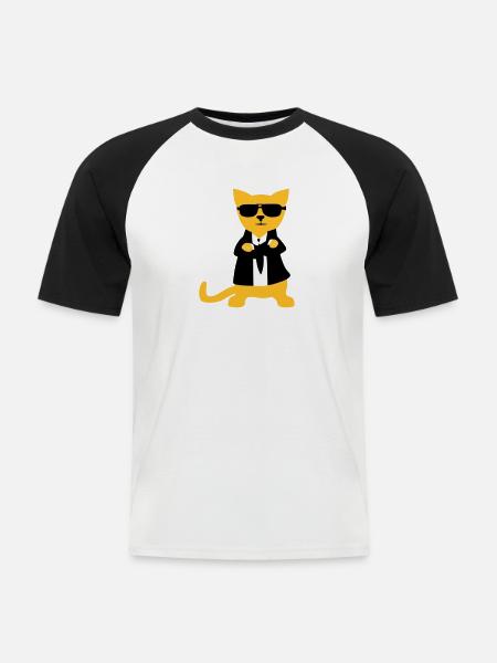 Bodyguard Cat - Men's Baseball T-Shirt - white/black