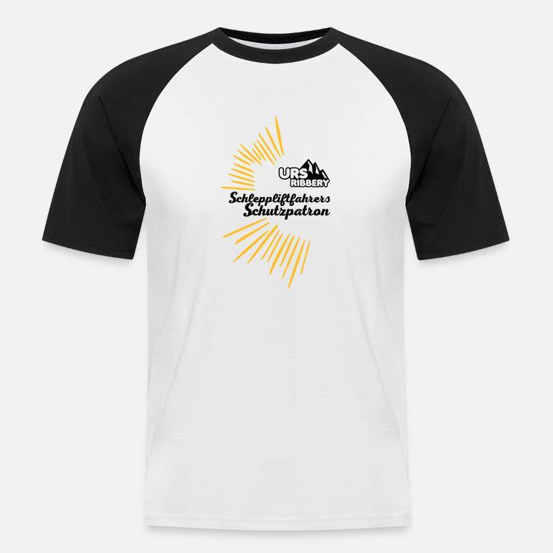 Schutzpatron Text - Männer Baseball-T-Shirt - Weiß/Schwarz