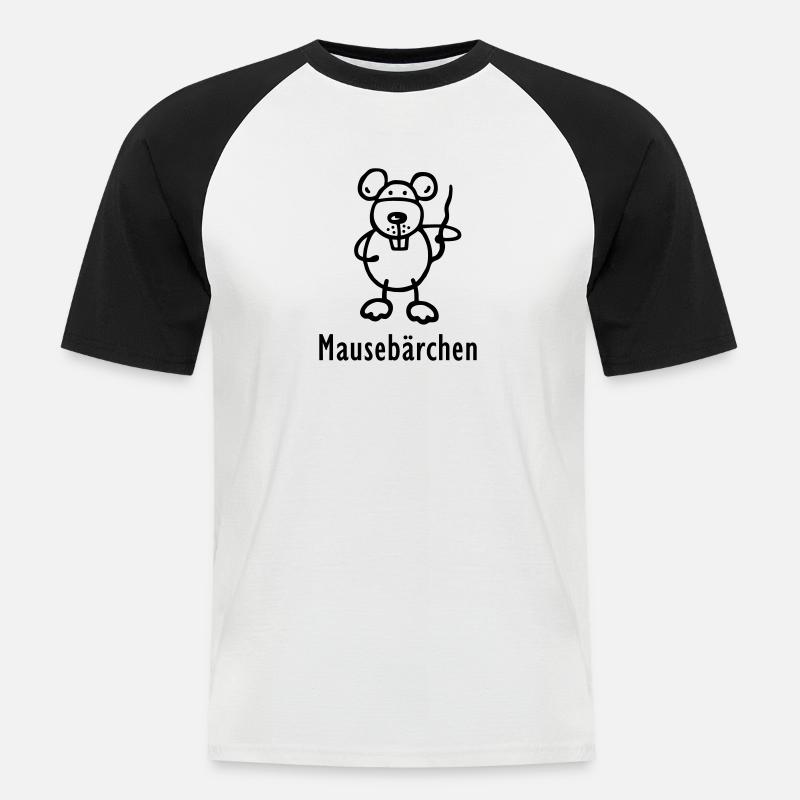 Maus - Mausebärchen - Männer Baseball-T-Shirt - Weiß/Schwarz