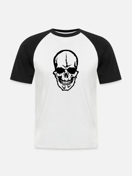 skull skull skull - Men's Baseball T-Shirt - white/black