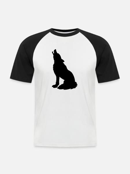 wolf_01 - Männer Baseball-T-Shirt - Weiß/Schwarz