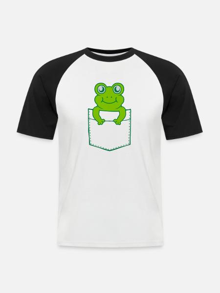 Unterwegs Hemdtasche Frosch Comic - Männer Baseball-T-Shirt - Weiß/Schwarz