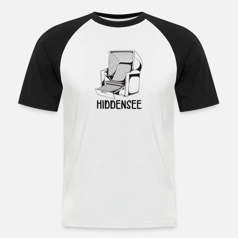 HIDDENSEE STRANDKORB - Männer Baseball-T-Shirt - Weiß/Schwarz