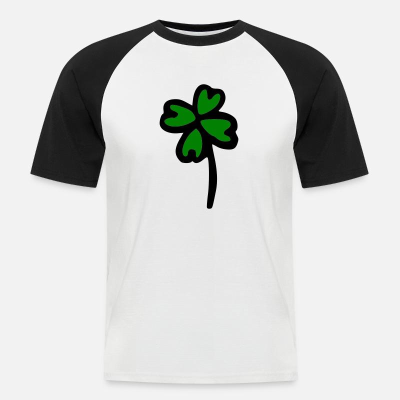 Kleeblatt - Männer Baseball-T-Shirt - Weiß/Schwarz